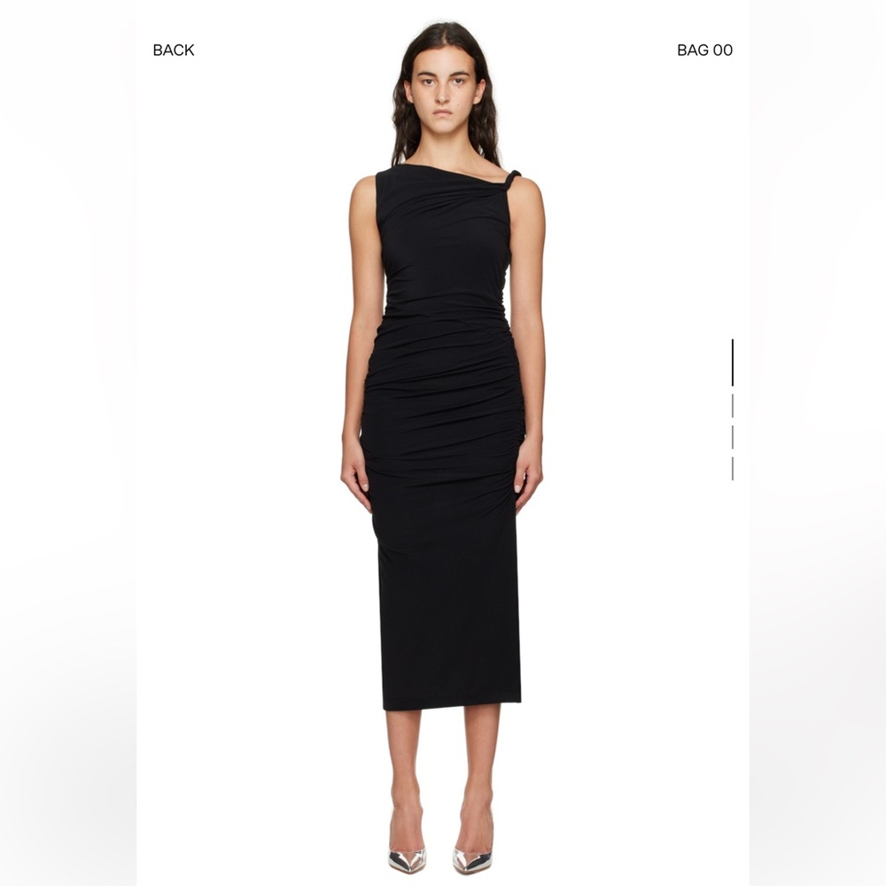Helmut Lang Black Twisted Midi Dress